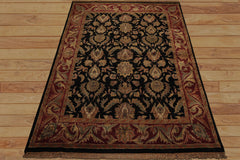 9x12 Charcoal, Rose, Sage Color Hand Knotted Agra wool Traditional Oriental Rug