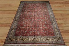 12x18 Rose, Ivory, Blue Color Hand Knotted Kashan wool Traditional Oriental Rug