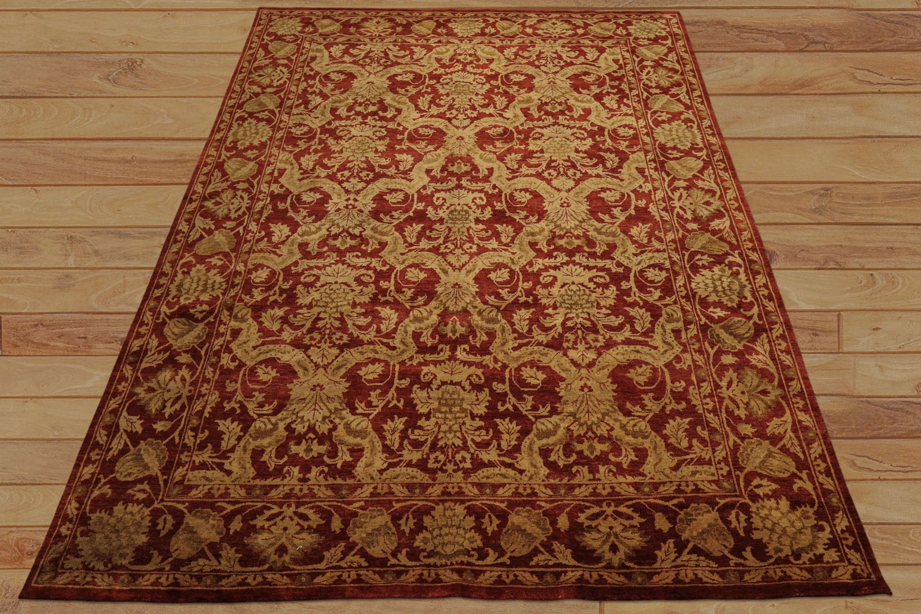 9x12 Burnt Orange, Gold, Olive Color Hand Knotted Jaipur Wool Transitional Oriental Rug