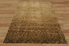 9x12 Taupe, Brown, Gold Color Hand Knotted Tibetan Wool Transitional Oriental Rug