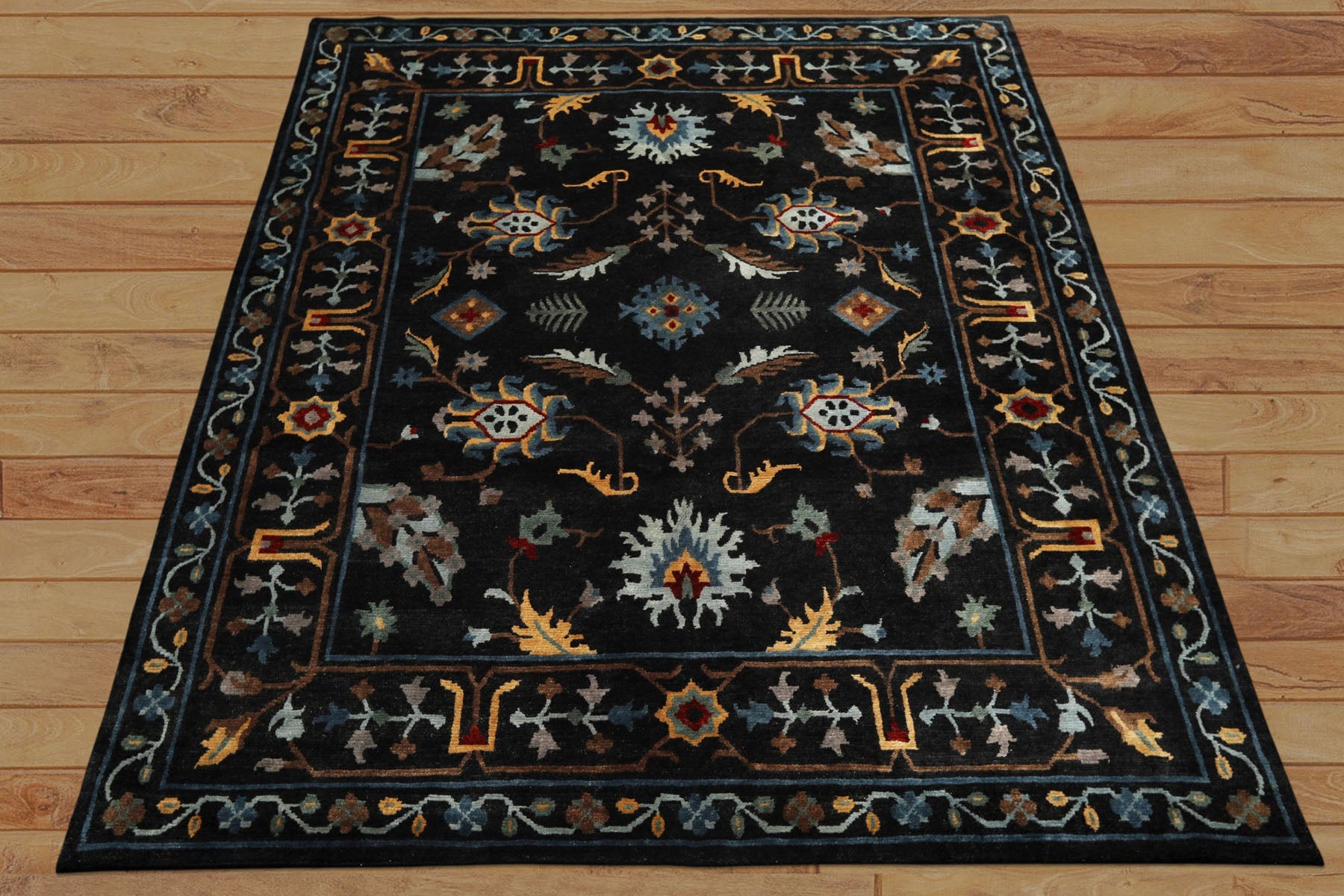 8x10 Charcoal, Blue, Aqua Color Hand Knotted Tibetan Wool Traditional Oriental Rug