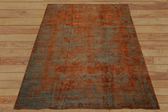 8x10 Teal, Orange, Color Hand Knotted Sherpa Wool Modern & Contemporary Oriental Rug