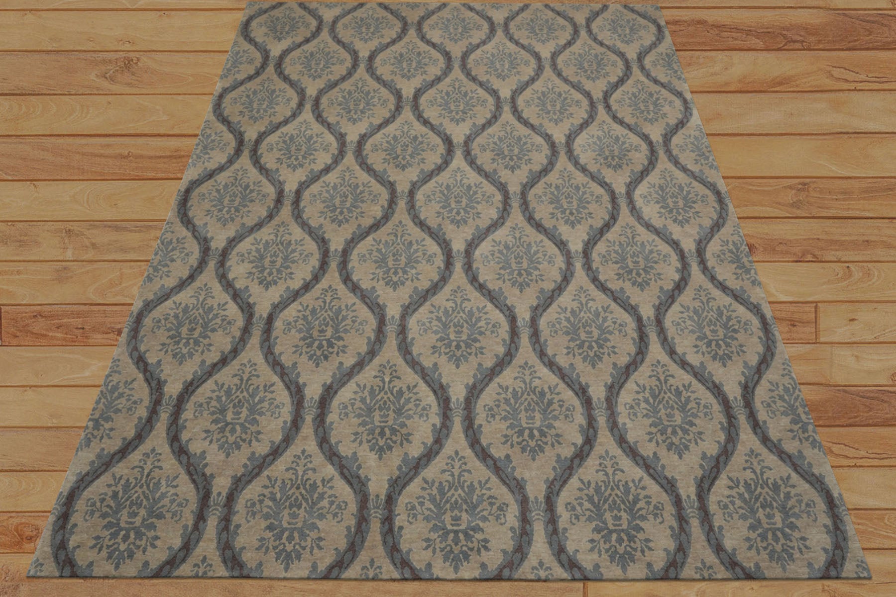 10x14 Silver, Gray, Blue Color Hand Knotted Tibetan Wool Transitional Oriental Rug