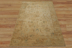 6x9 Beige, Gold, Mint Color Hand Knotted Oushak Wool Traditional Oriental Rug