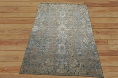 6x9 Moss, Aqua, Beige Color Hand Knotted Sherpa Bamboo Silk & Wool Modern Oriental Rug
