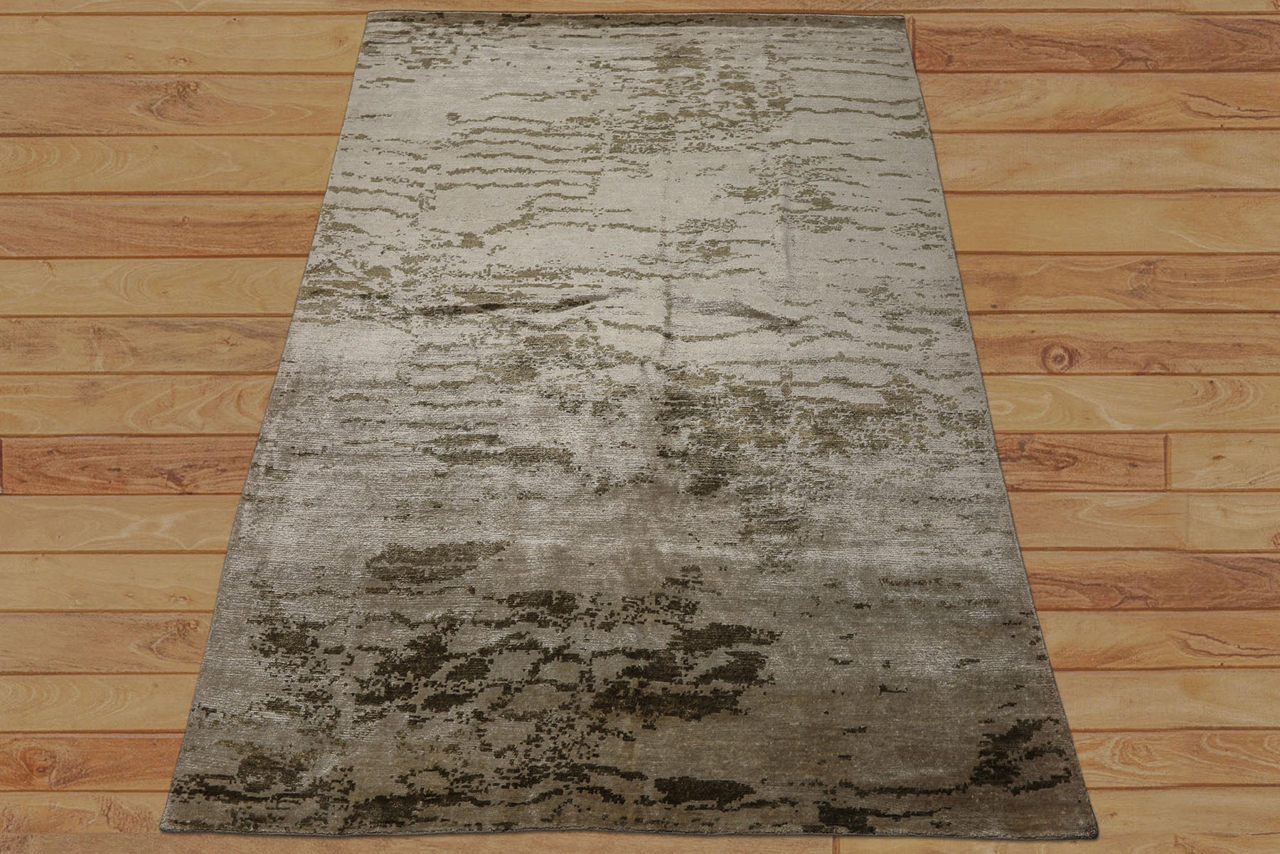 6x9 Beige, Tan, Olive Color Hand Knotted Sherpa Bamboo Silk Modern Oriental Rug