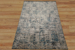 6x9 Ivory, Beige, Charcoal Color Hand Knotted Sherpa Bamboo Silk Modern Oriental Rug
