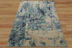 6x9 Beige, Mint, Blue Color Hand Knotted Oushak Wool Modern Oriental Rug