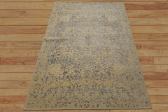 6x9 Beige, Gray, Color Hand Knotted Tibetan Bamboo Silk & Wool Transitional Oriental Rug