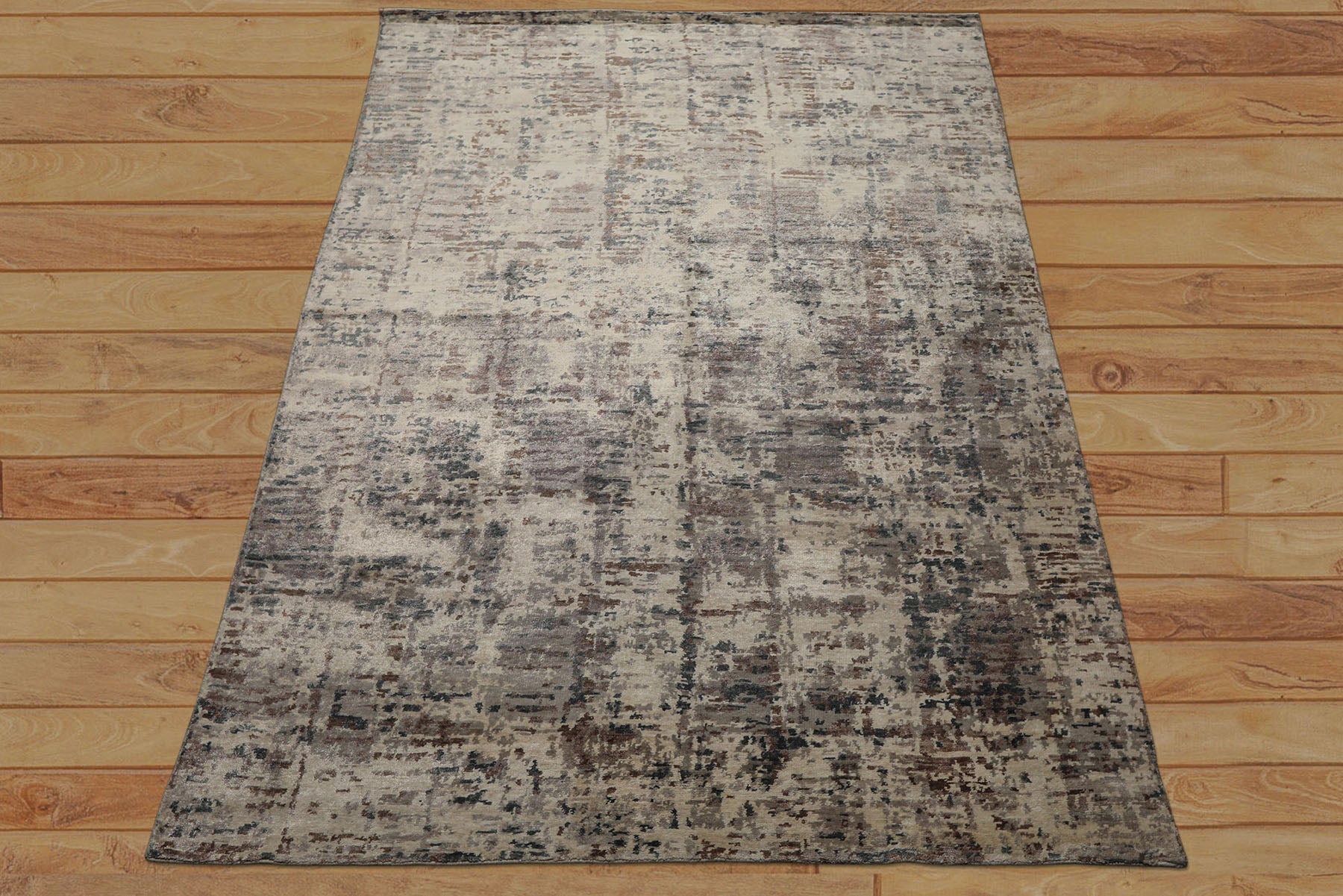 6x9 Beige, Taupe, Gray Color Hand Knotted Sherpa Bamboo Silk Modern Oriental Rug