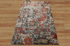 6x9 Beige, Rose, Charcoal Color Hand Knotted Sherpa Bamboo Silk & Wool Modern Oriental Rug