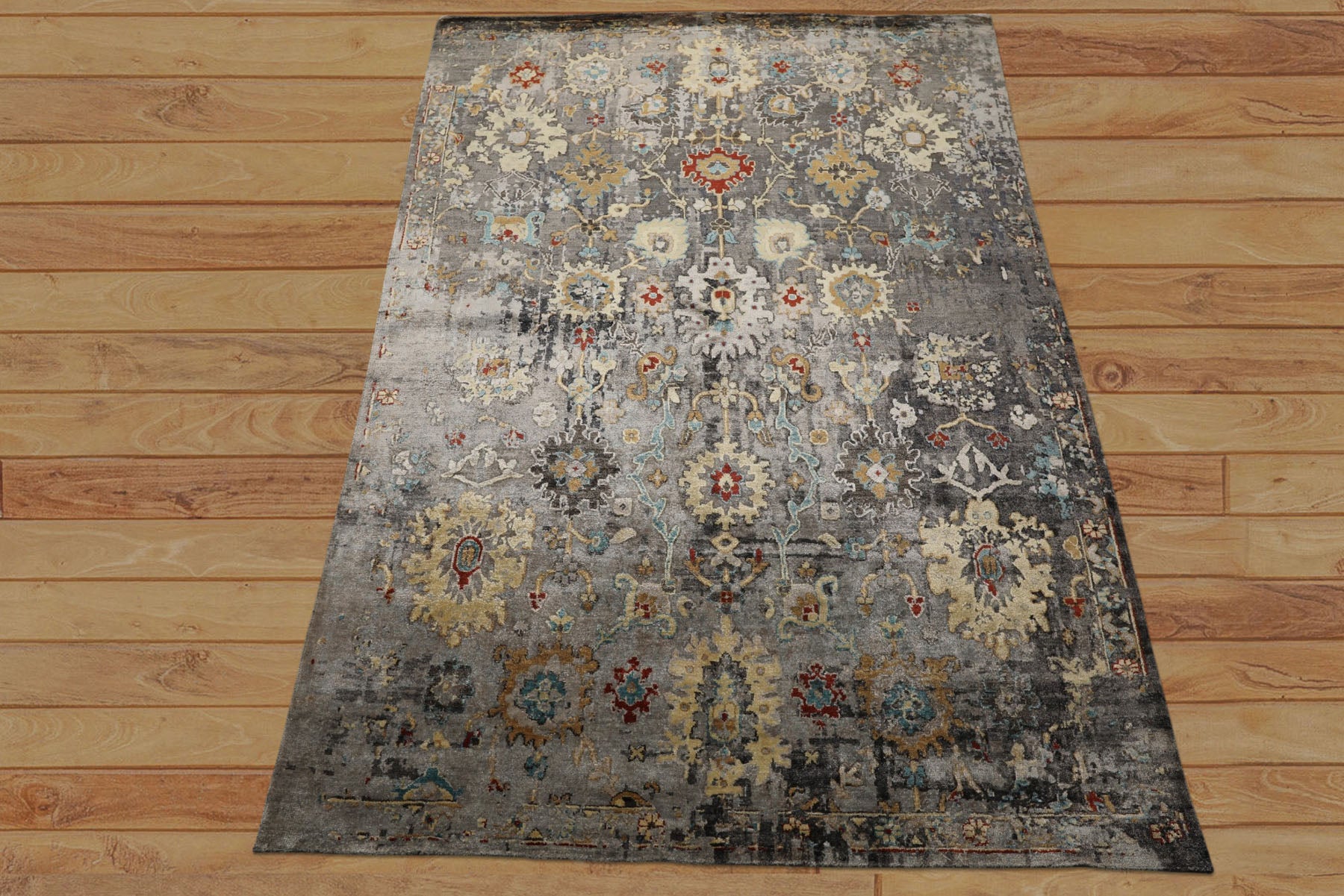 6x9 Taupe, Brown, Orange Color Hand Loomed Sherpa Bamboo Silk Traditional Oriental Rug