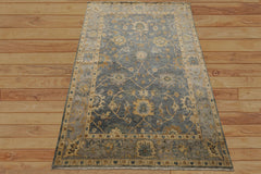 6x9 Slate, Blue, Gray Color Hand Knotted Oushak Wool Traditional Oriental Rug