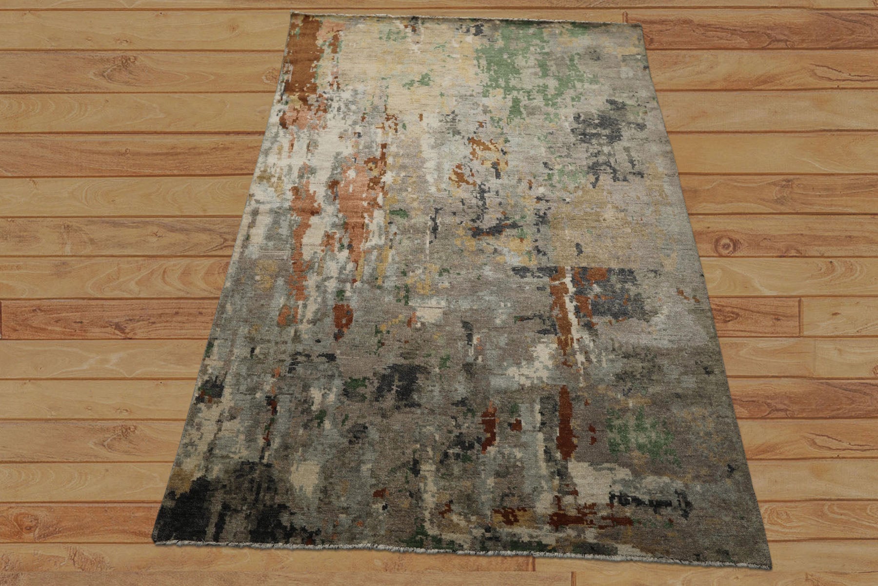 6x9 Gray, Taupe, Brown Color Hand Knotted Sherpa Wool Modern Oriental Rug