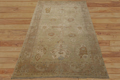 6x9 Beige, Brown, Slate Color Hand Knotted Oushak Wool Traditional Oriental Rug