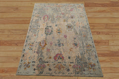 6x9 Taupe, Beige, Gray Color Hand Knotted Sherpa Wool & Bamboo Silk  Oriental Rug