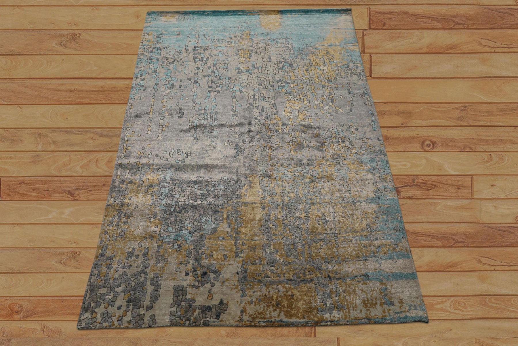 6x9 Taupe, Gray, Beige Color Hand Loomed Sherpa Wool & Bamboo Silk  Oriental Rug