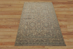 6x9 Taupe, Slate, Beige Color Hand Knotted Oushak Wool Traditional Oriental Rug