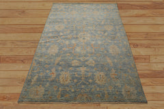 6x9 Aqua, Beige, Tan Color Hand Knotted Oushak Wool Traditional Oriental Rug