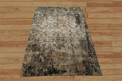 6x9 Beige, Brown, Charcoal Color Hand Knotted Sherpa Wool & Bamboo Silk Modern Oriental Rug