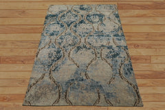 6x9 Gray, Brown, Navy Color Hand Knotted Tibetan Wool Modern Oriental Rug