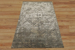 6x9 Gray, Beige, Multi Color Hand Loomed Sherpa Wool & Bamboo Silk Modern Oriental Rug