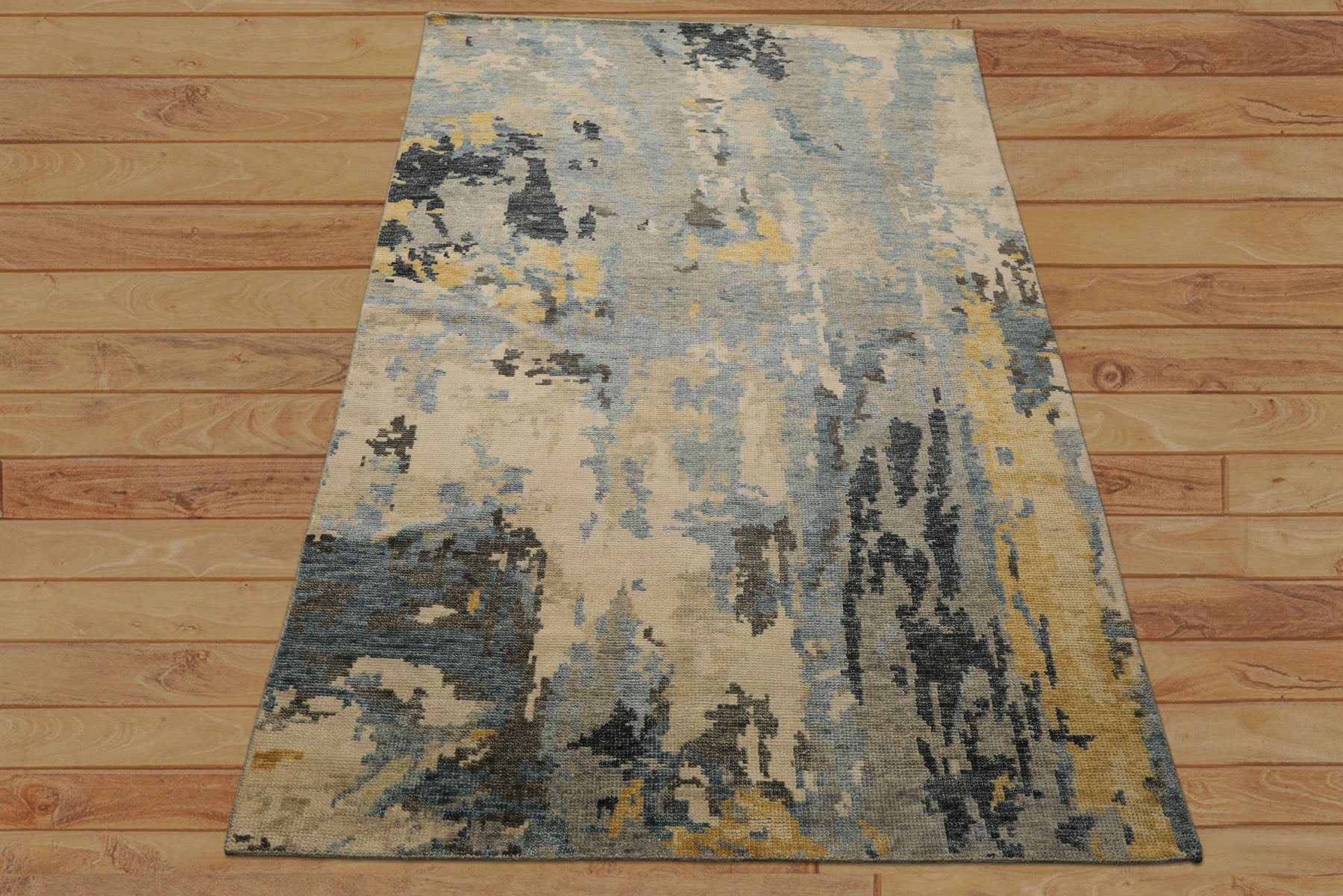 6x9 Beige, Gray, Gold Color Hand Knotted Oushak Wool Modern Oriental Rug