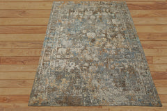 6x9 Gray, Ivory, Aqua Color Hand Knotted Sherpa Wool & Bamboo Silk Modern Oriental Rug