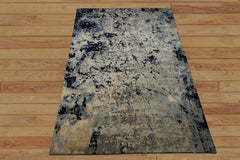 6x9 Gray, Beige, Blue Color Hand Knotted Sherpa Wool & Bamboo Silk Modern Oriental Rug