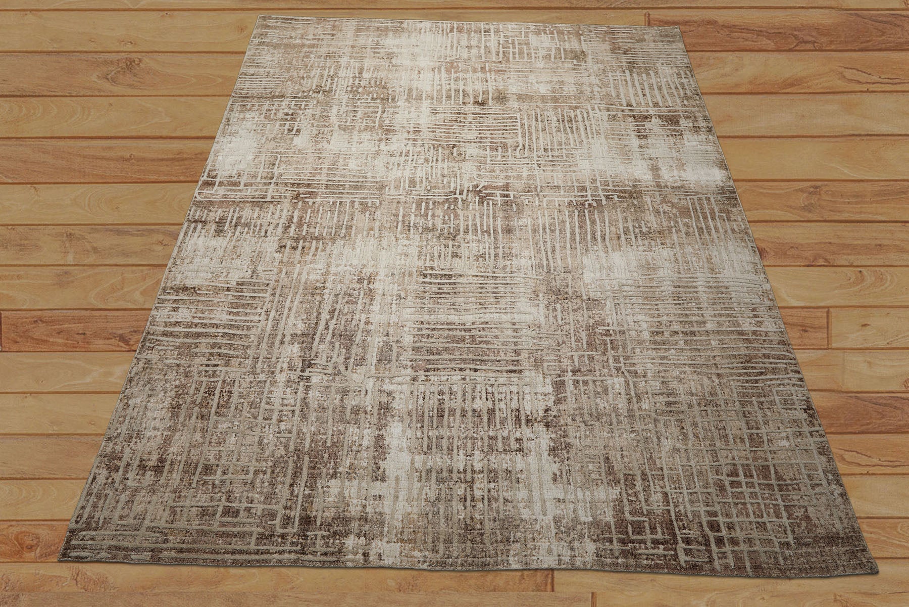 8x10 Beige, Brown, Multi Color Hand Loomed Tibetan Wool Modern Oriental Rug
