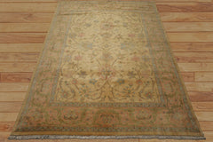 9x12 Light Gold, Brown, Green Color Hand Knotted Oushak Wool Traditional Oriental Rug