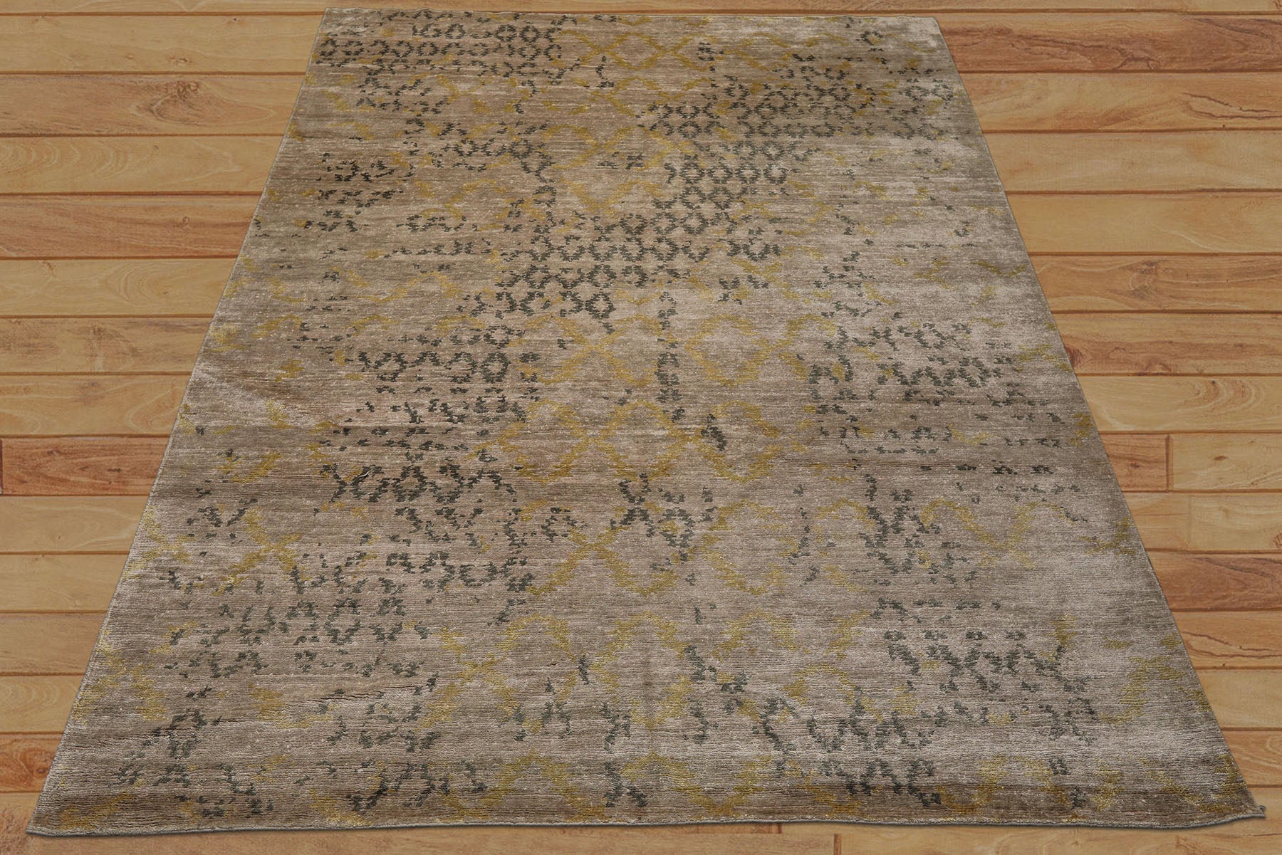 8x10 Taupe, Gray, Gold Color Hand Knotted Sherpa Bamboo Silk Modern Oriental Rug