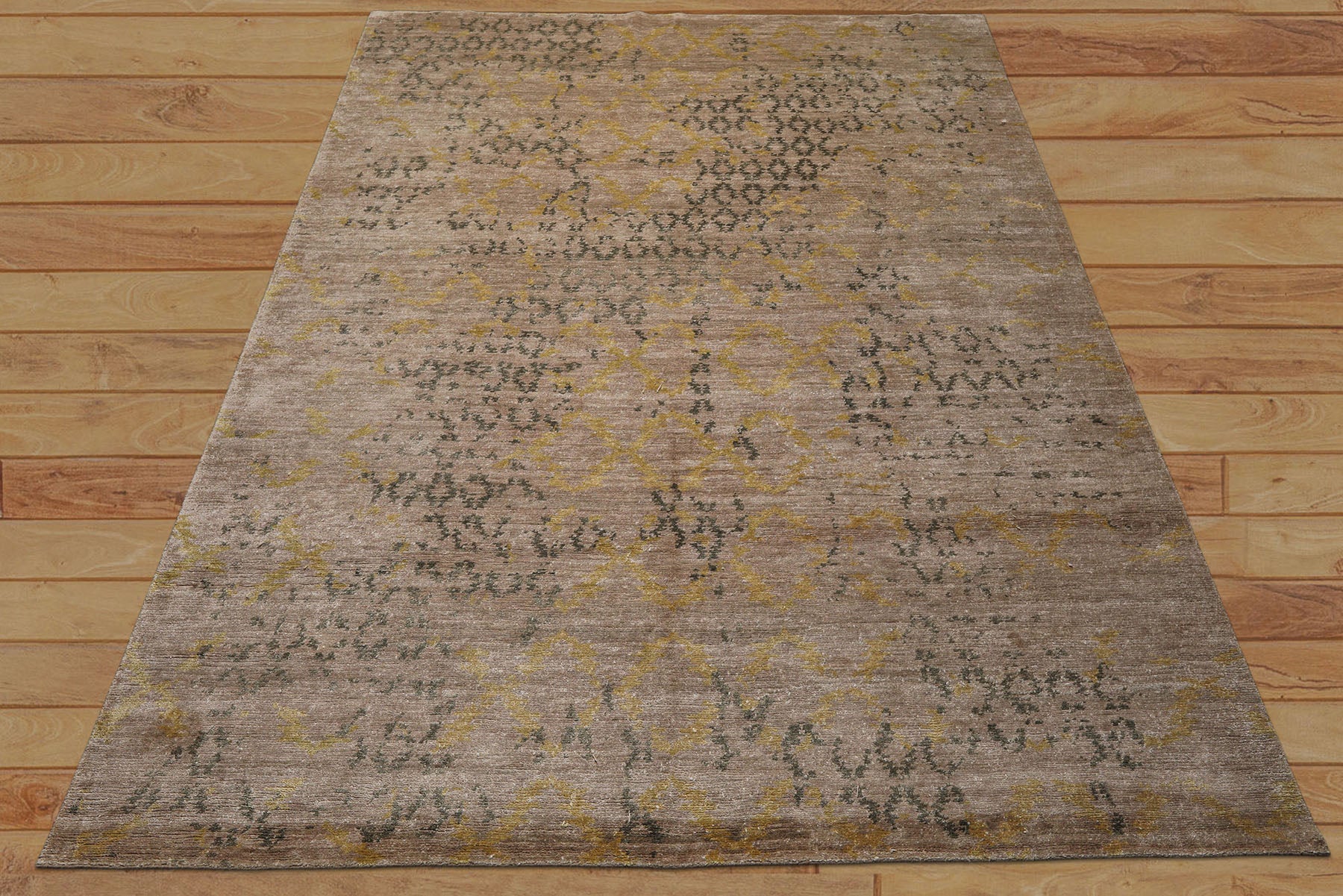 8x10 Taupe, Gray, Gold Color Hand Knotted Sherpa Bamboo Silk Modern Oriental Rug
