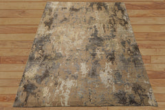 8x10 Brown, Gray, Beige Color Hand Knotted Sherpa Wool & Bamboo Silk Modern Oriental Rug
