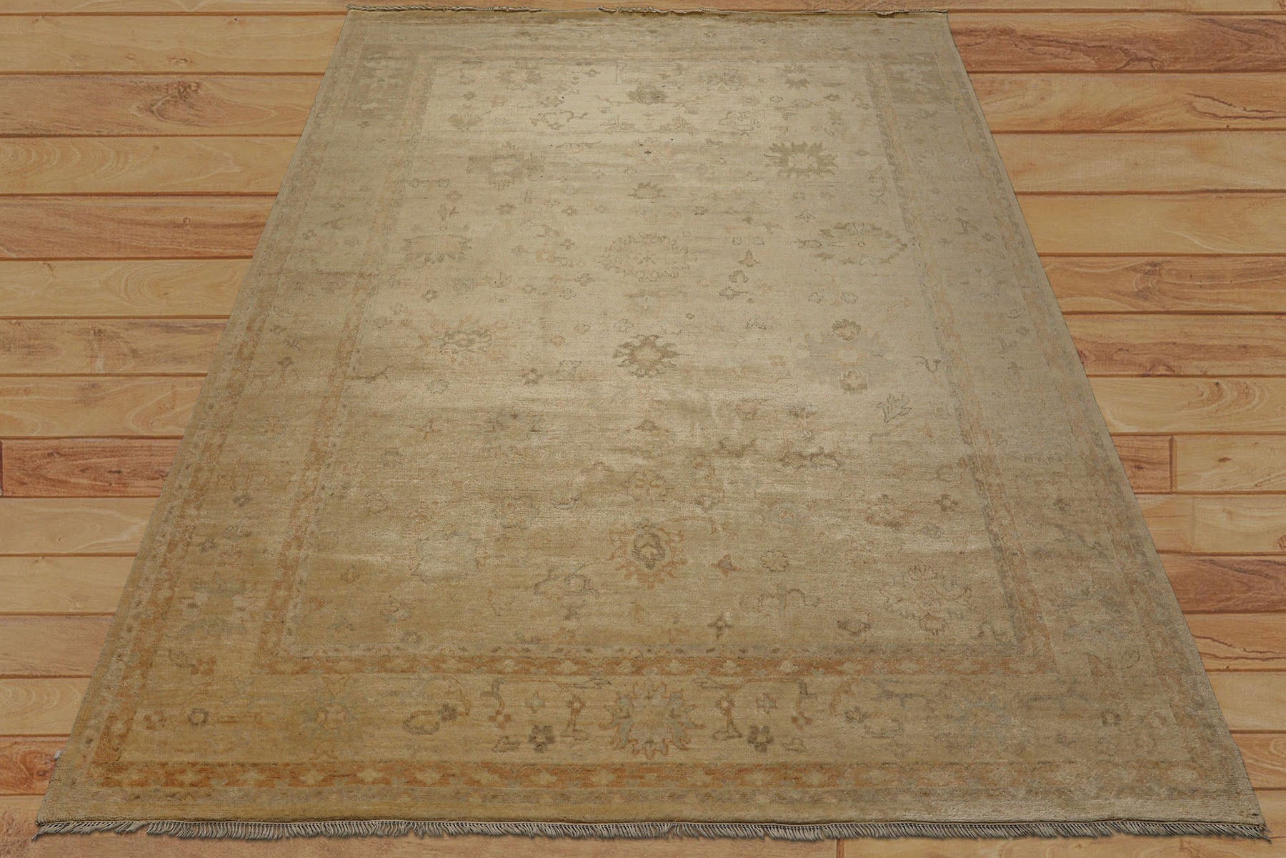 9x12 Beige, Tan, Gray Color Hand Knotted Oushak Wool Traditional Oriental Rug