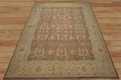 9x12 Brown, Beige, Aqua Color Hand Knotted Peshawar Wool Transitional Oriental Rug
