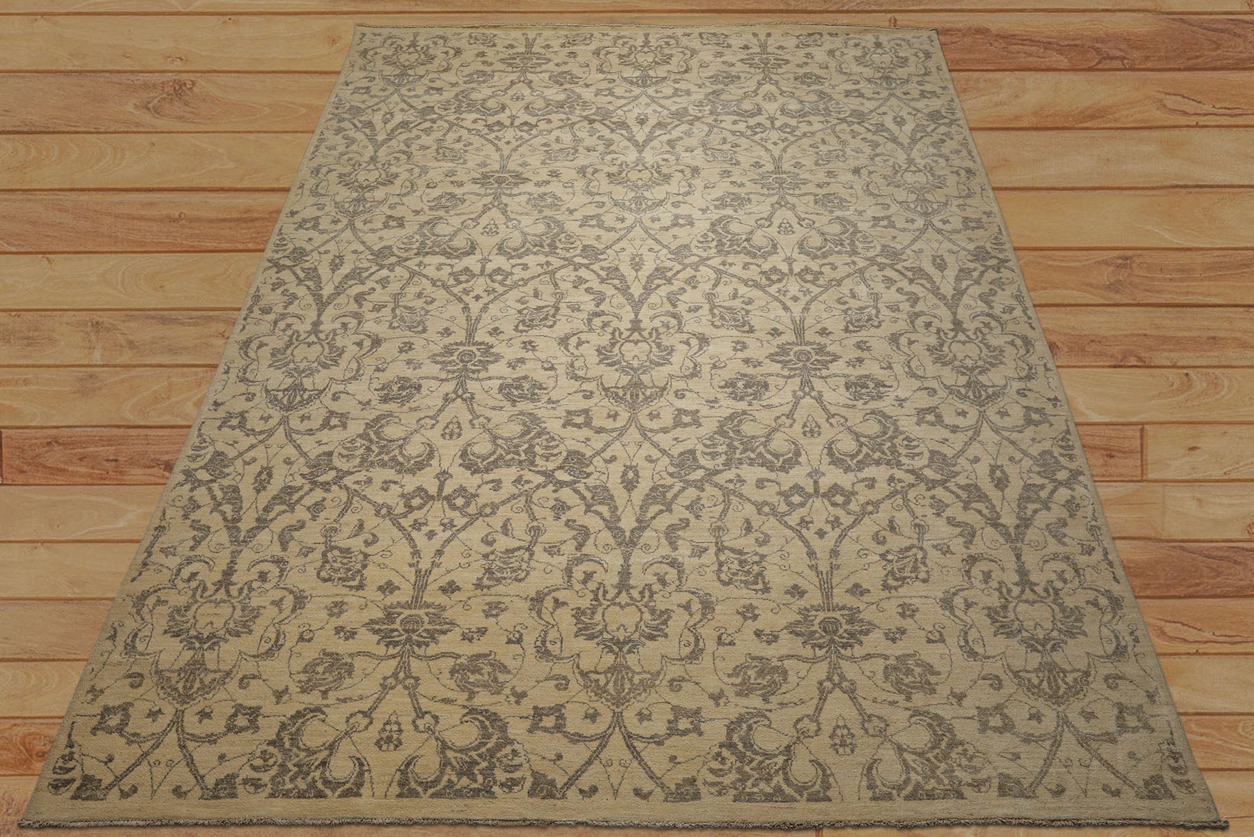 9x12 Beige, Brown, Color Hand Knotted Peshawar Wool Transitional Oriental Rug