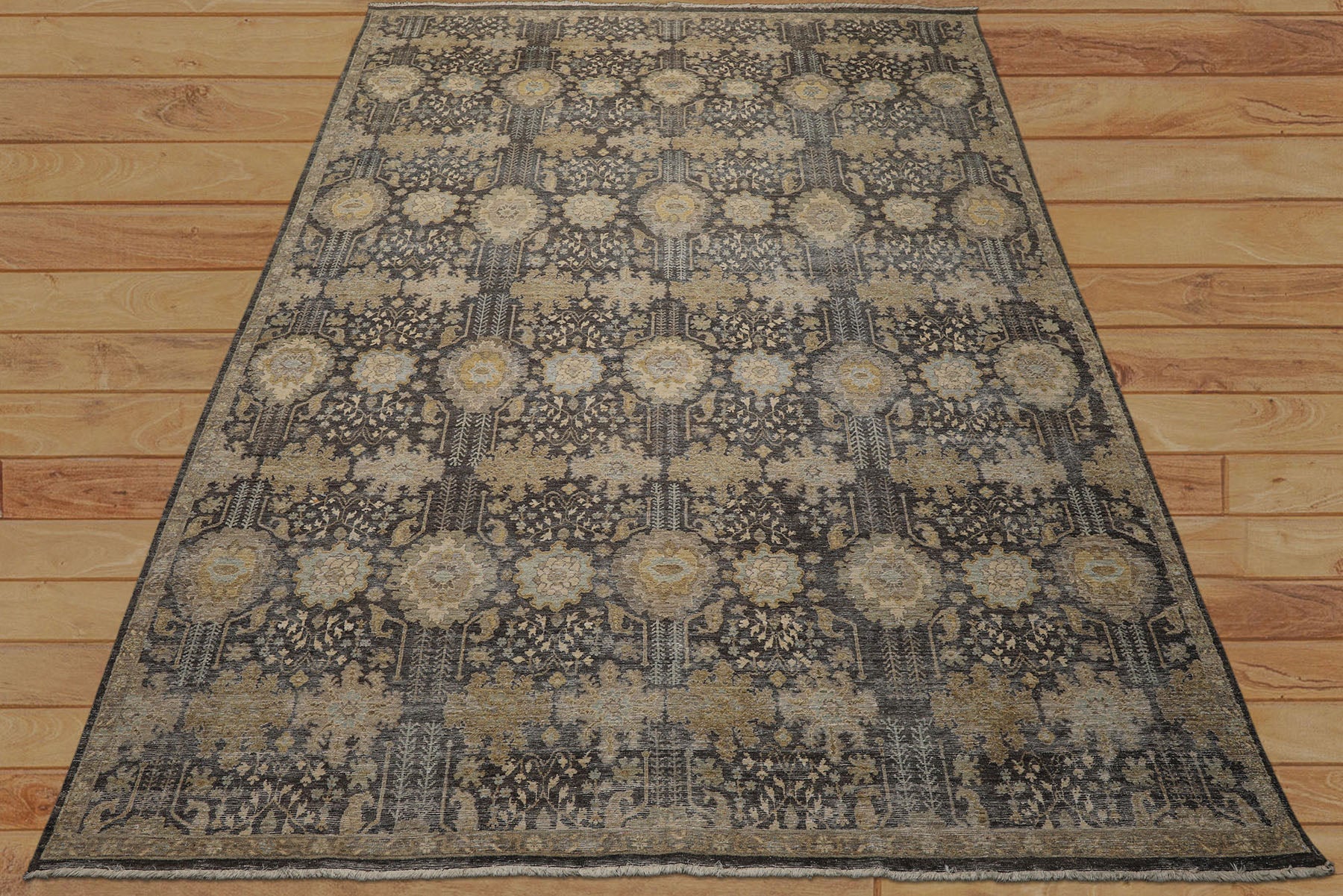 9x12 Gray, Beige, Tan Color Hand Knotted  Wool Transitional Oriental Rug