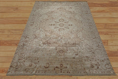 9x12 Beige, Brown, Peach Color Hand Knotted Oushak Bamboo Silk Traditional Oriental Rug