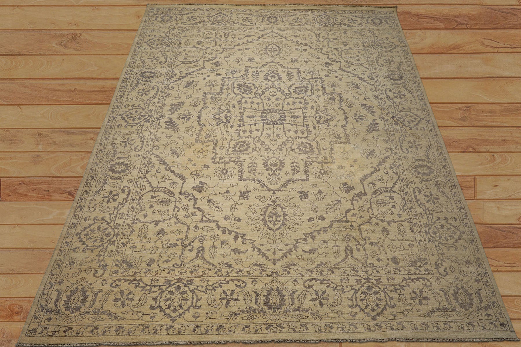 9x12 Beige, Taupe, Color Hand Knotted Peshawar Wool Transitional Oriental Rug