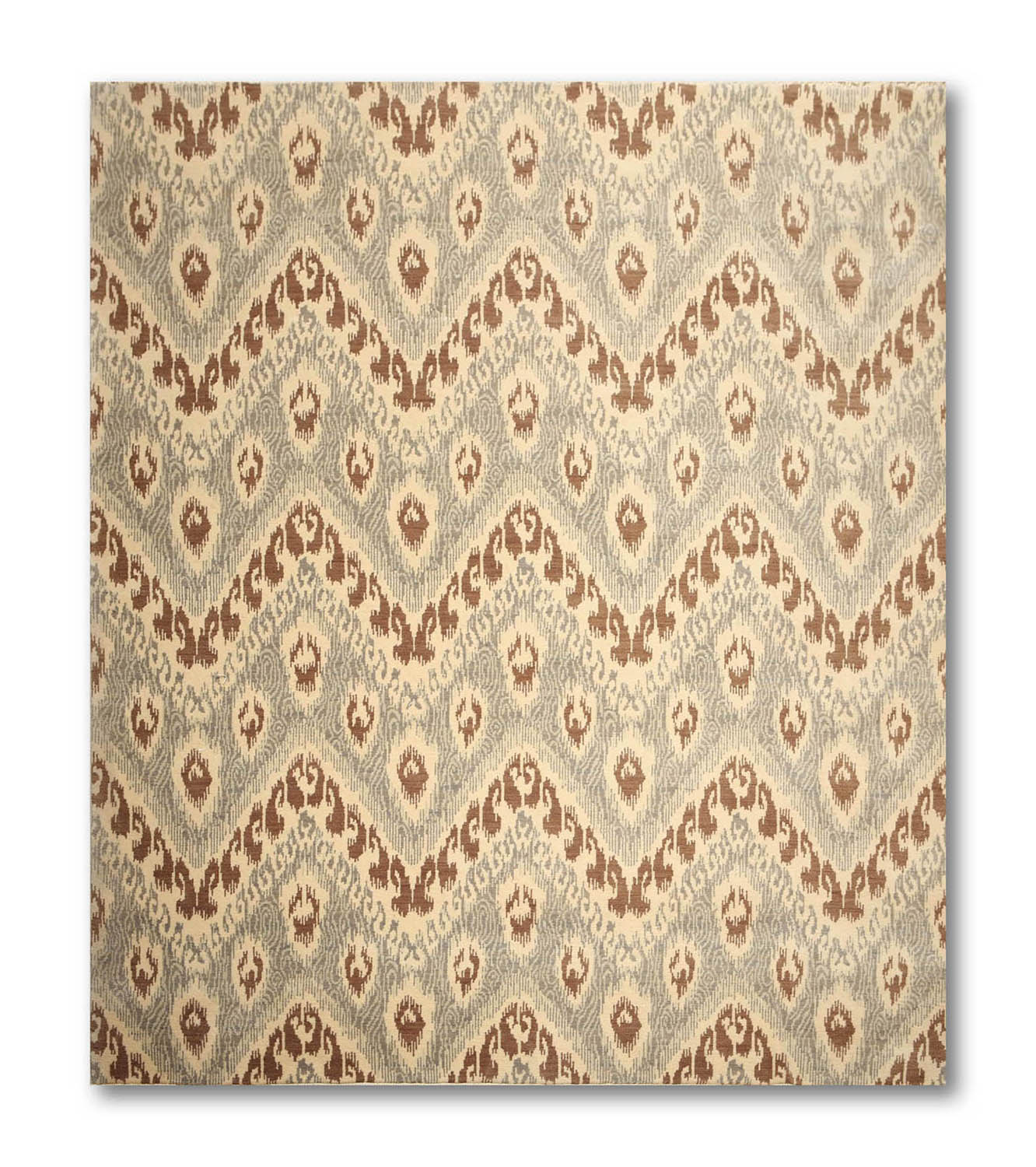 8x10 Beige, Brown, Gray Color Hand Knotted All-Over 100% Wool Modern Oriental Rug