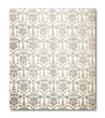 8x10 Ivory, Ivory, Color Hand Knotted Floral Wool & Silk Modern Oriental Rug
