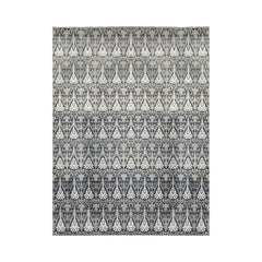 9x12 Gray, Blue, Ivory Multi Color Hand Knotted All-Over 100% Wool Transitional Oriental Rug