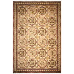 Palace Beige, Brown, Rust Color Hand Knotted Persian Wool & silk Traditional Oriental Rug