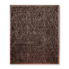 8x10 Brown, , Color Hand Knotted All-Over Wool & Silk Modern Oriental Rug