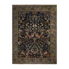 9x12 Charcoal, Sage, Brown Color Hand Knotted All-Over 100% Wool Antique Oriental Rug