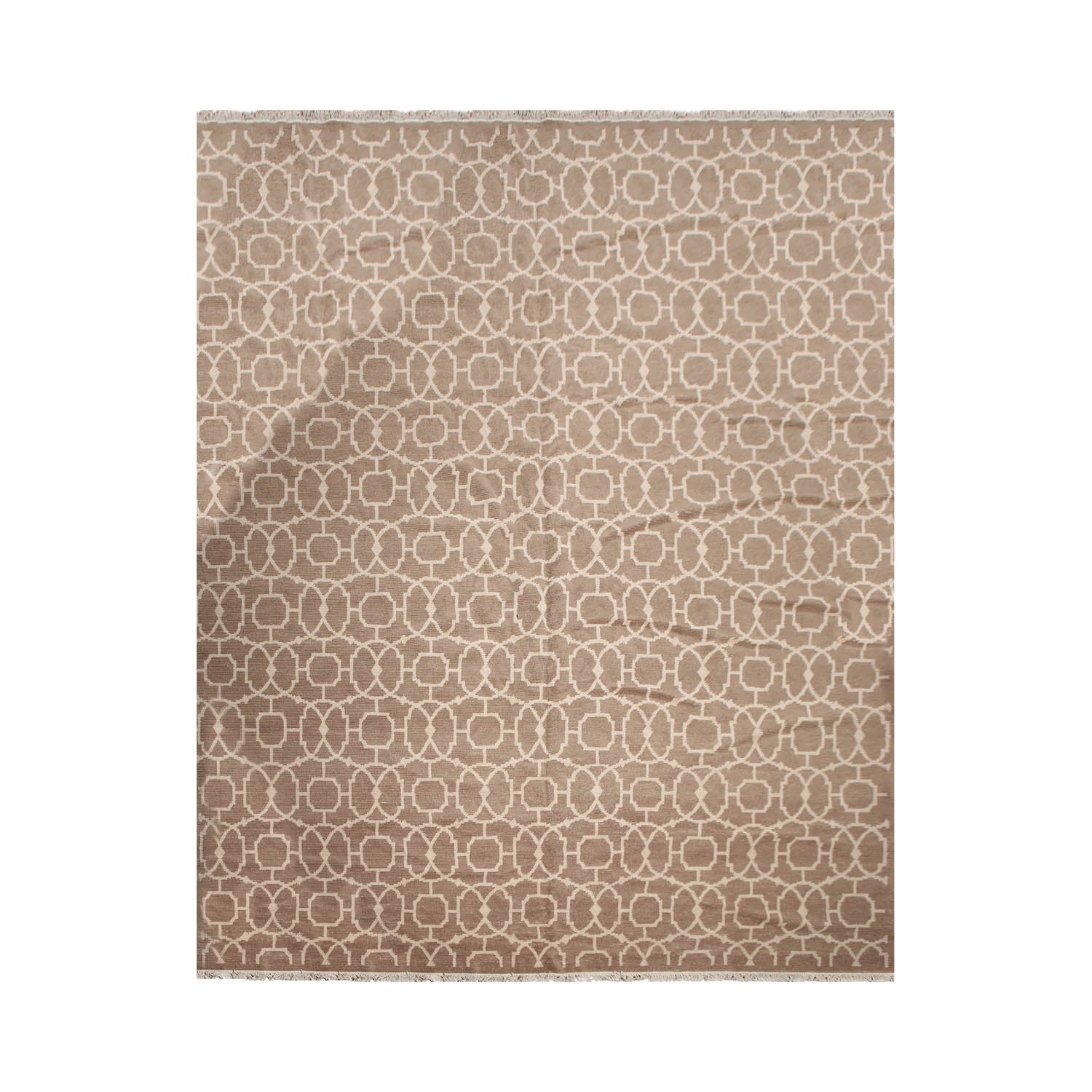 8x10 Taupe, Beige, Color Hand Knotted All-Over 100% Wool Contemporary Oriental Rug