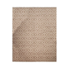 8x10 Taupe, Beige, Color Hand Knotted All-Over 100% Wool Contemporary Oriental Rug