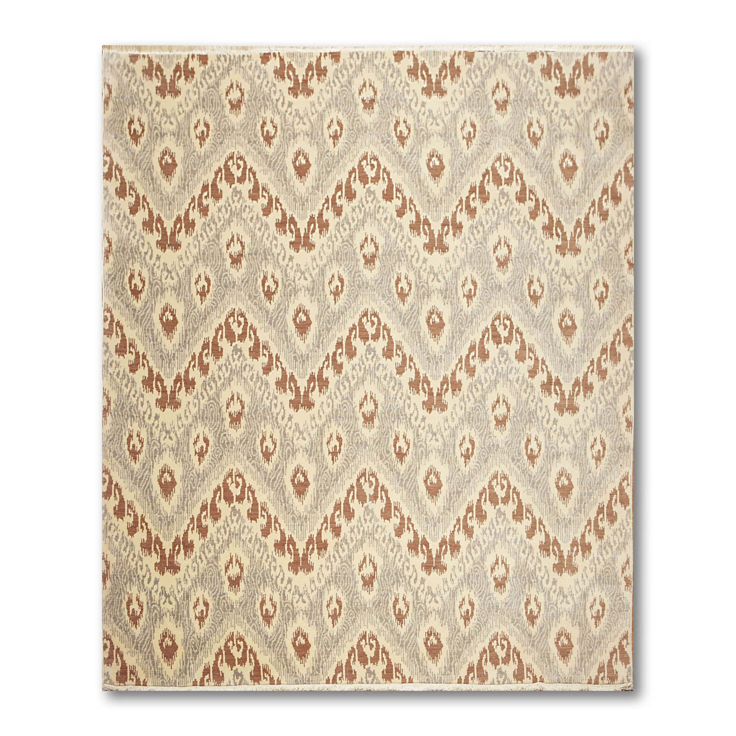 8x10 Beige, Brown, Gray Color Hand Knotted All-Over 100% Wool Modern Oriental Rug