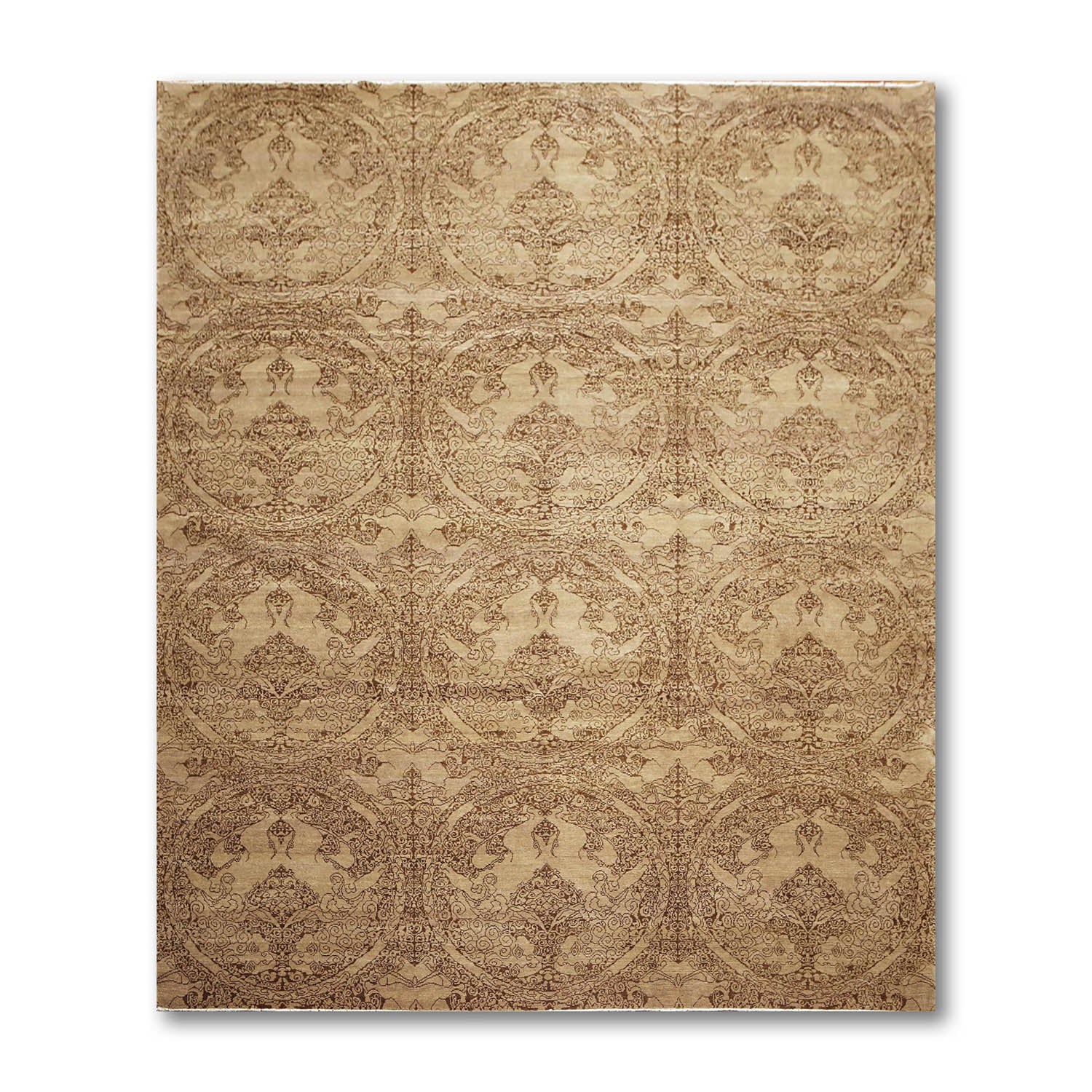8x10 Brown, Brown, Color Hand Knotted All-Over 100% Wool Modern Oriental Rug